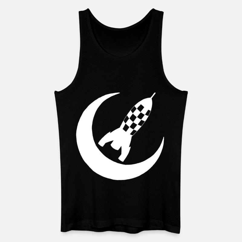 Weiße Rakete und Halbmond - Männer Bio Tank Top - Schwarz