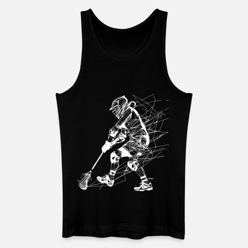 Lacrosse Spieler Line Art - Männer Bio Tank Top - Schwarz
