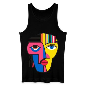 Bold and Colorful Abstract Face Art Design - Men’s Organic Tank Top - black - Front