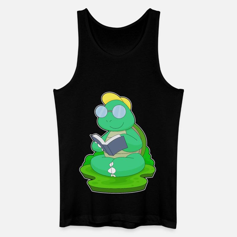Schildkröte Nerd Buch Brille - Männer Bio Tank Top - Schwarz