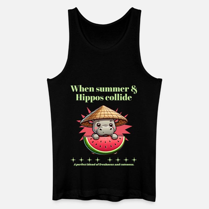Nilpferd mit Wassermelone - Männer Bio Tank Top - Schwarz