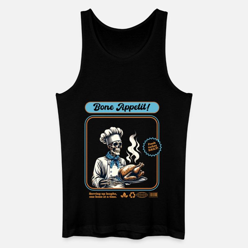 Skeleton Truthahn Koch - Männer Bio Tank Top - Schwarz