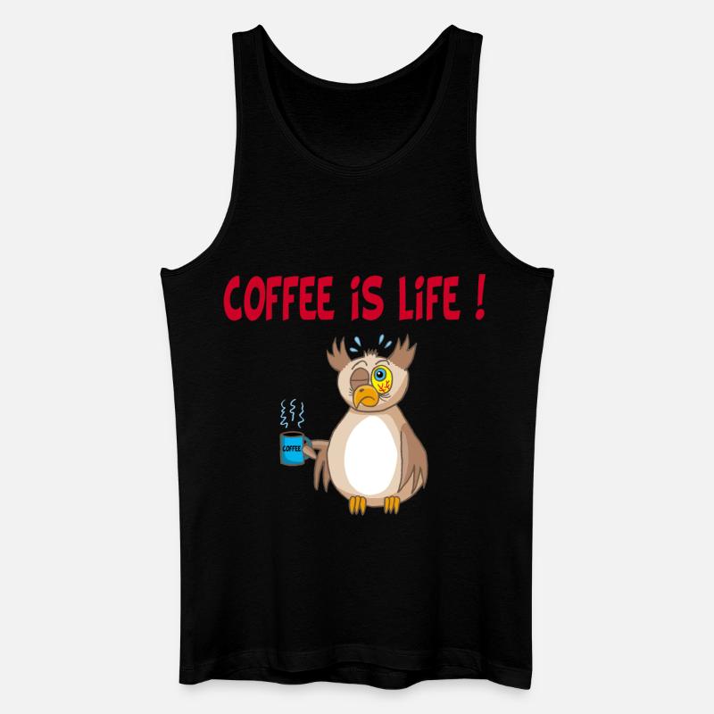 Eule und Kaffee (Englisch) - Männer Bio Tank Top - Schwarz