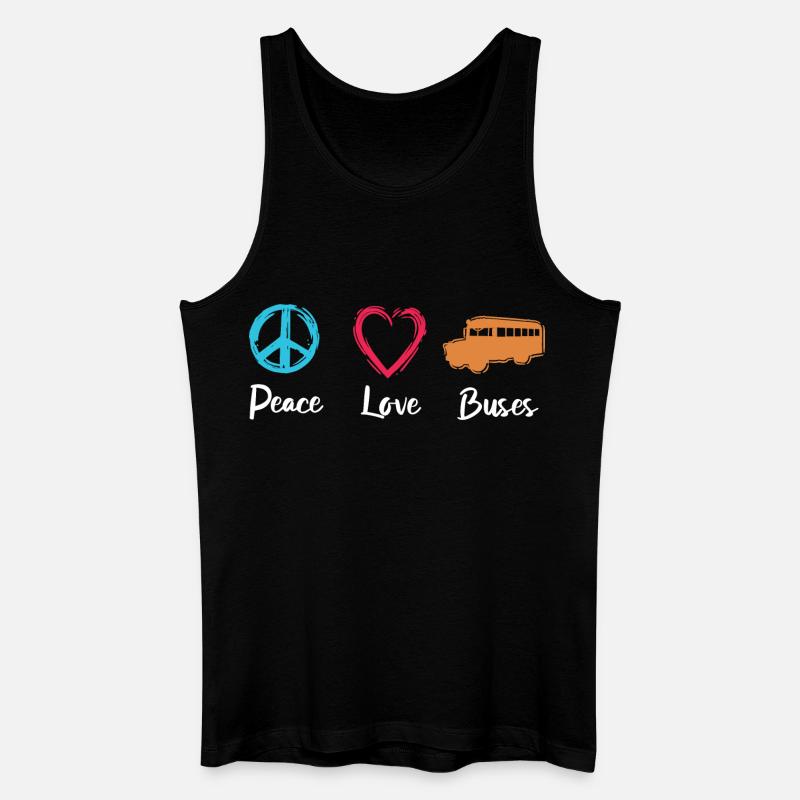 Peace Love Buses - Männer Bio Tank Top - Schwarz
