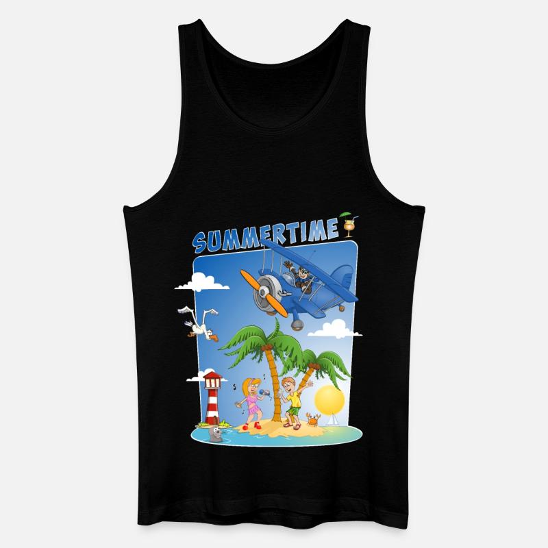 Buntes und fröhliches Sommerbild - Männer Bio Tank Top - Schwarz
