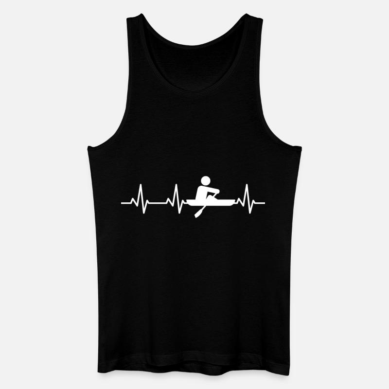Rudern Strichfigur Herzschlag - Männer Bio Tank Top - Schwarz