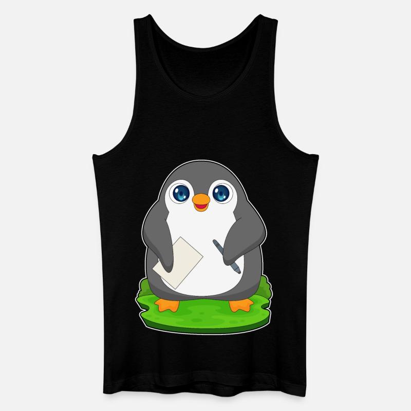 Pinguin Schüler Papier Schule - Männer Bio Tank Top - Schwarz