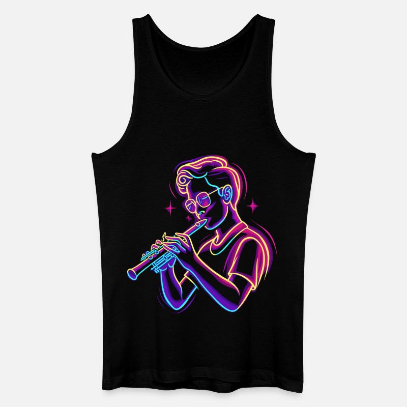 Flöte Junge Grafik Synthwave - Männer Bio Tank Top - Schwarz