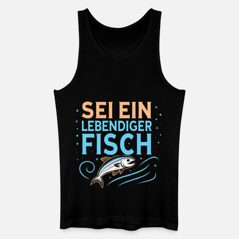 Sei ein lebendiger Fisch - Männer Bio Tank Top - Schwarz