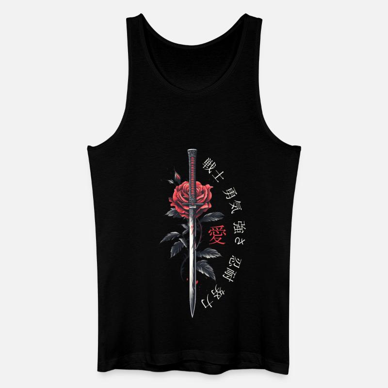 Japan Schriftzeichen Schwert Rose Geschenk - Männer Bio Tank Top - Schwarz