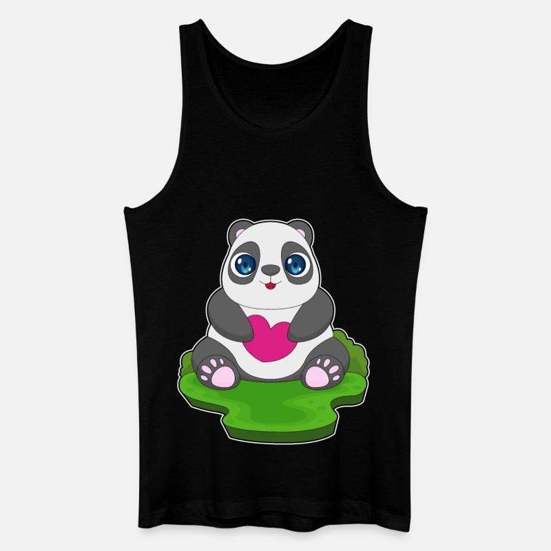 Panda Herz - Männer Bio Tank Top - Schwarz