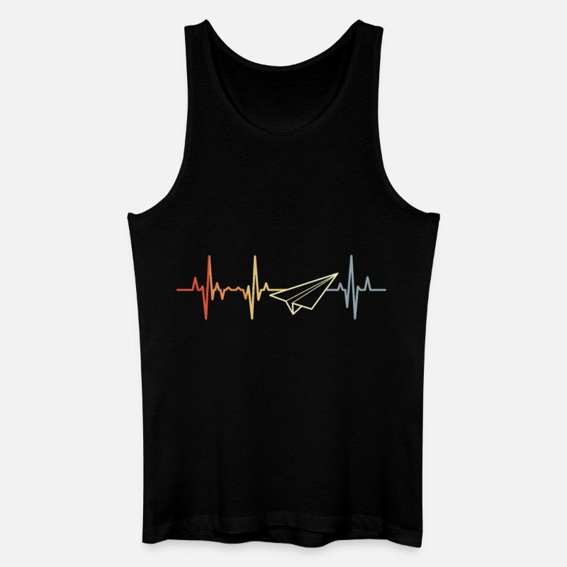 Papierflugzeug Herzfrequenz - Männer Bio Tank Top - Schwarz