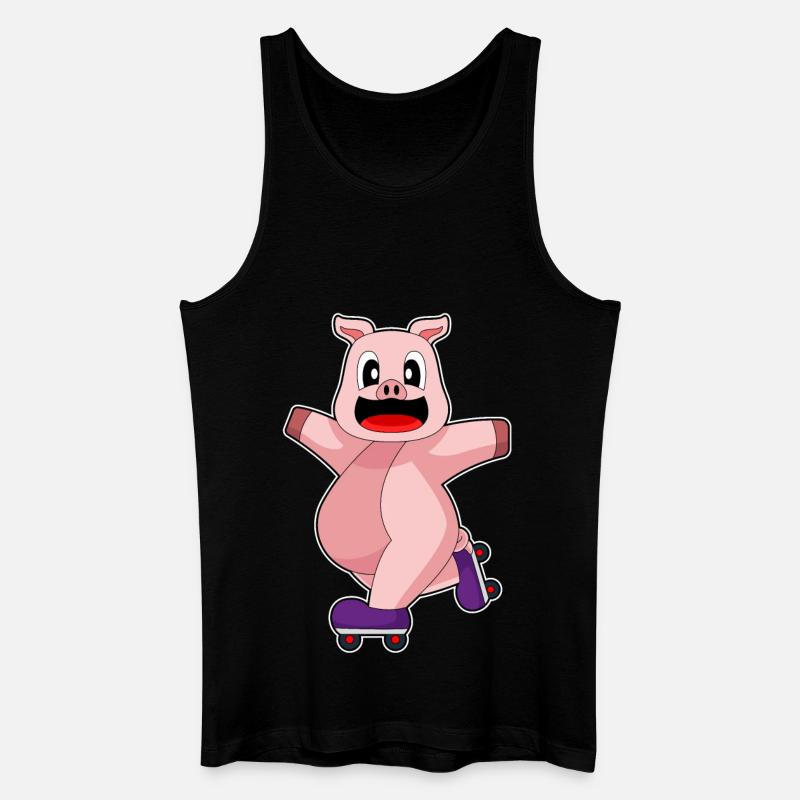 Schwein Inline skating Rollschuhe - Männer Bio Tank Top - Schwarz
