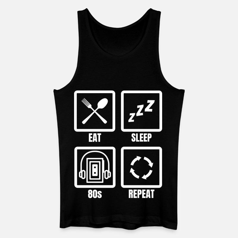 Eat Sleep 80s Repeat - Männer Bio Tank Top - Schwarz