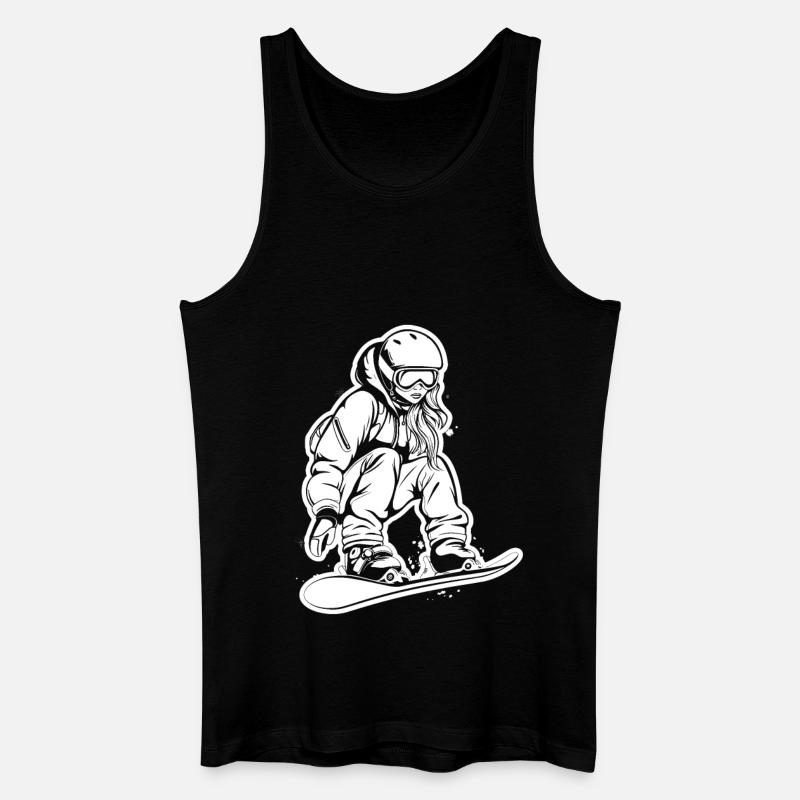 Dessin d’une snowboardeuse - Débardeur bio Homme - noir