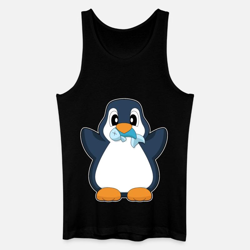 Pinguin Fisch - Männer Bio Tank Top - Schwarz