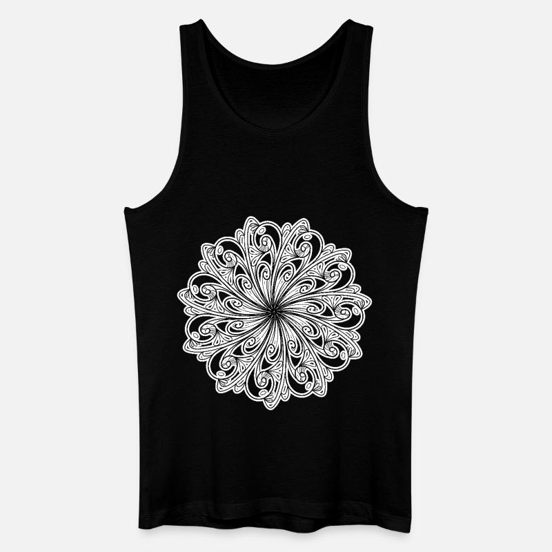 Schwarz-weißes Blumenmuster - Männer Bio Tank Top - Schwarz