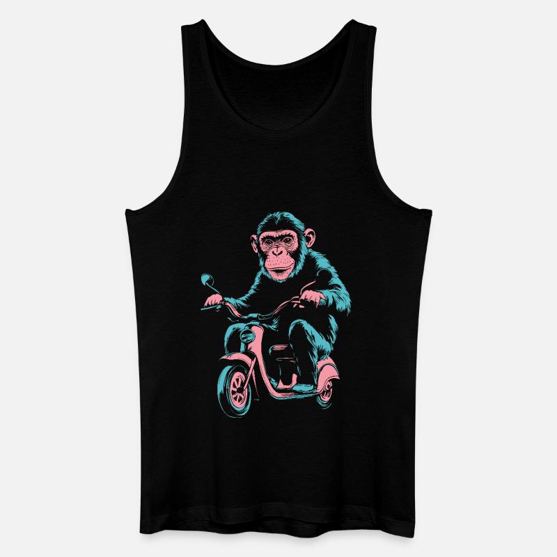 Affe auf dem Roller – Retro Streetstyle - Männer Bio Tank Top - Schwarz