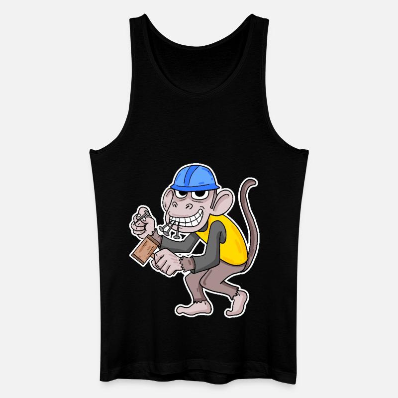 Baustelle Affe lustig Handwerker - Männer Bio Tank Top - Schwarz