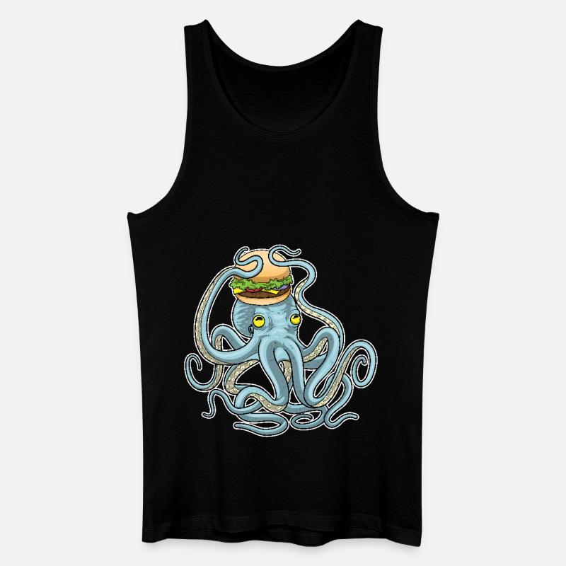 Krake Cheeseburger - Männer Bio Tank Top - Schwarz