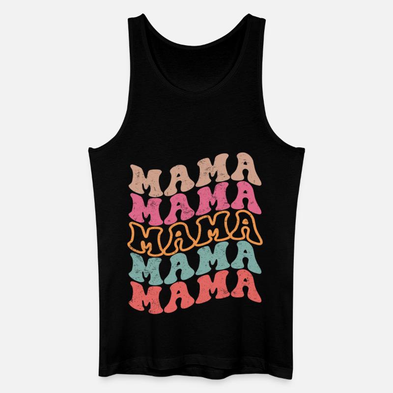 Retro Groovy Mama Textmuster - Männer Bio Tank Top - Schwarz