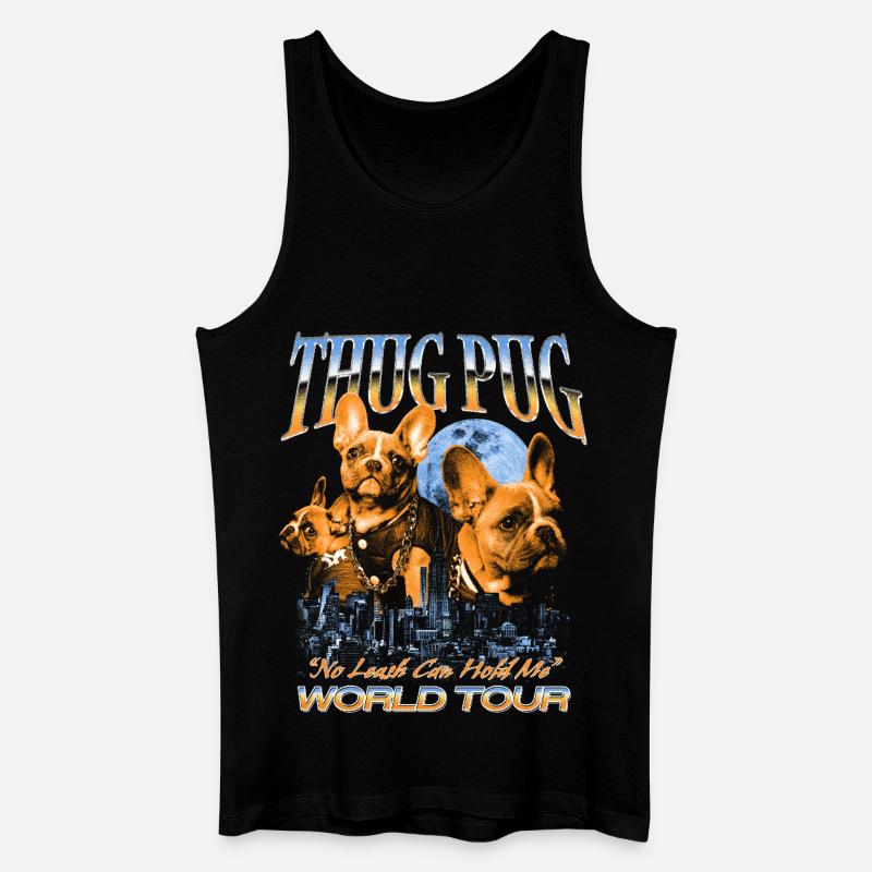 Thug Pug – World Tour - Männer Bio Tank Top - Schwarz