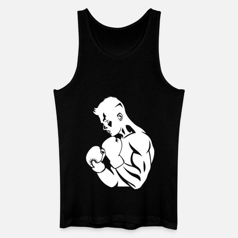 Boxer Zeichnung - Männer Bio Tank Top - Schwarz