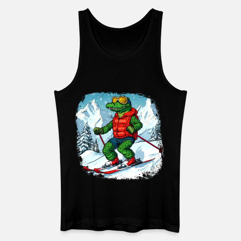 Krokodile Ski - Männer Bio Tank Top - Schwarz