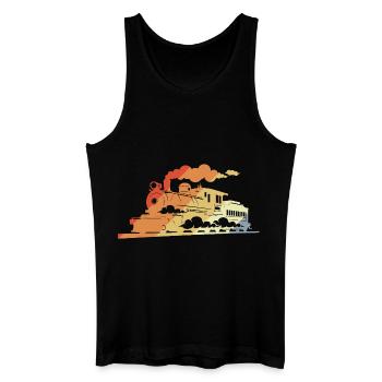 Dampflokomotive Retro Stil - Männer Bio Tank Top - Schwarz - Vorne