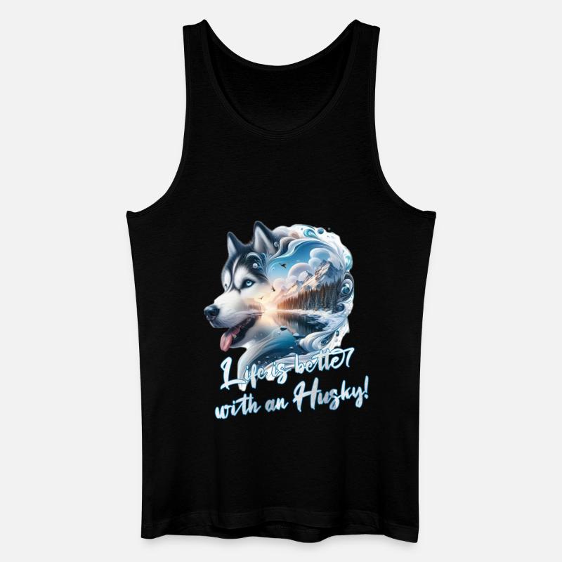 Schlittenhund - Männer Bio Tank Top - Schwarz