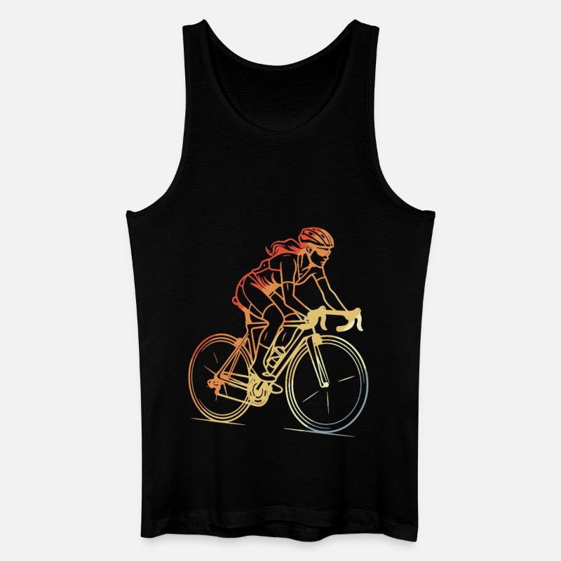 Retro Radfahrerin Line Art - Männer Bio Tank Top - Schwarz