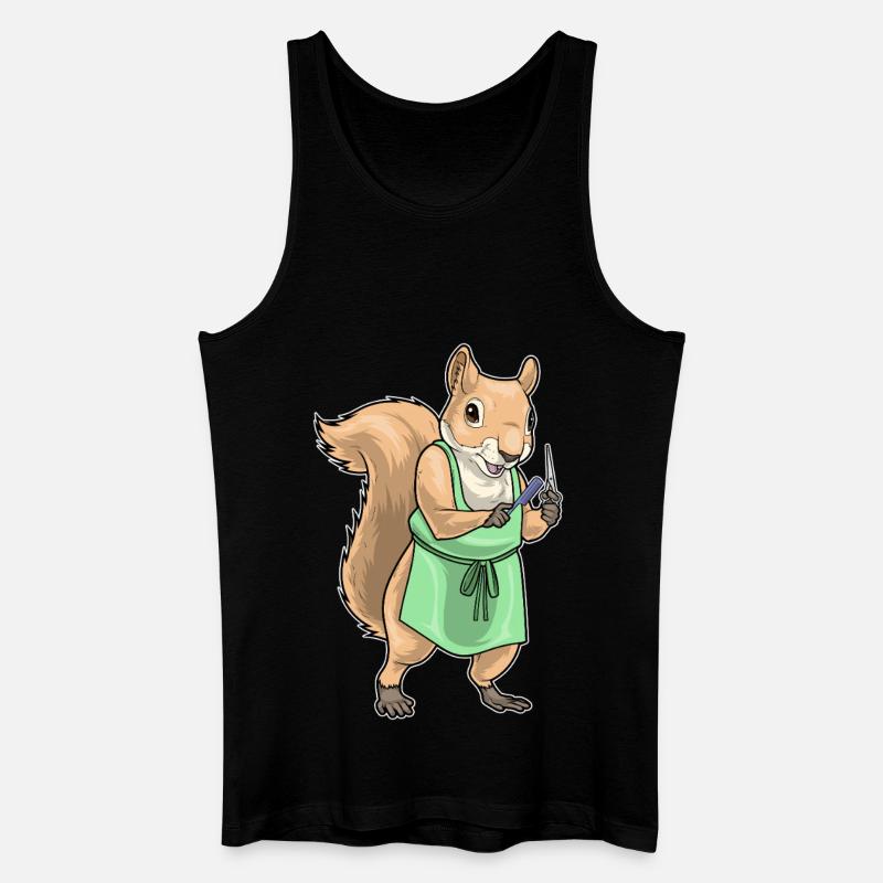 Écureuil Coiffeur Ciseaux Peigne - Débardeur bio Homme - noir