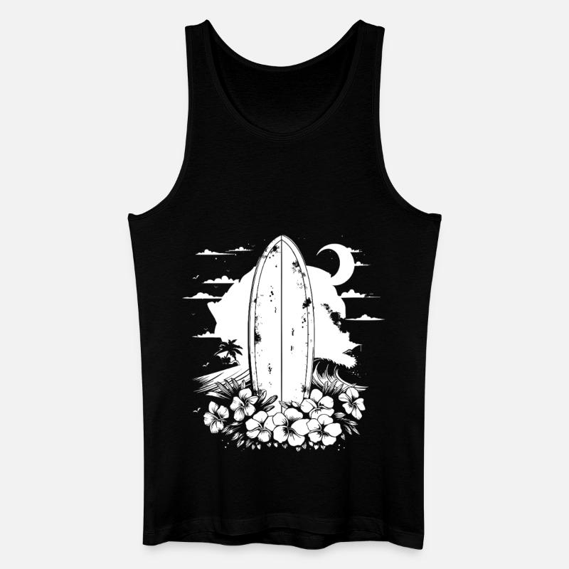 Surfbrett - Männer Bio Tank Top - Schwarz