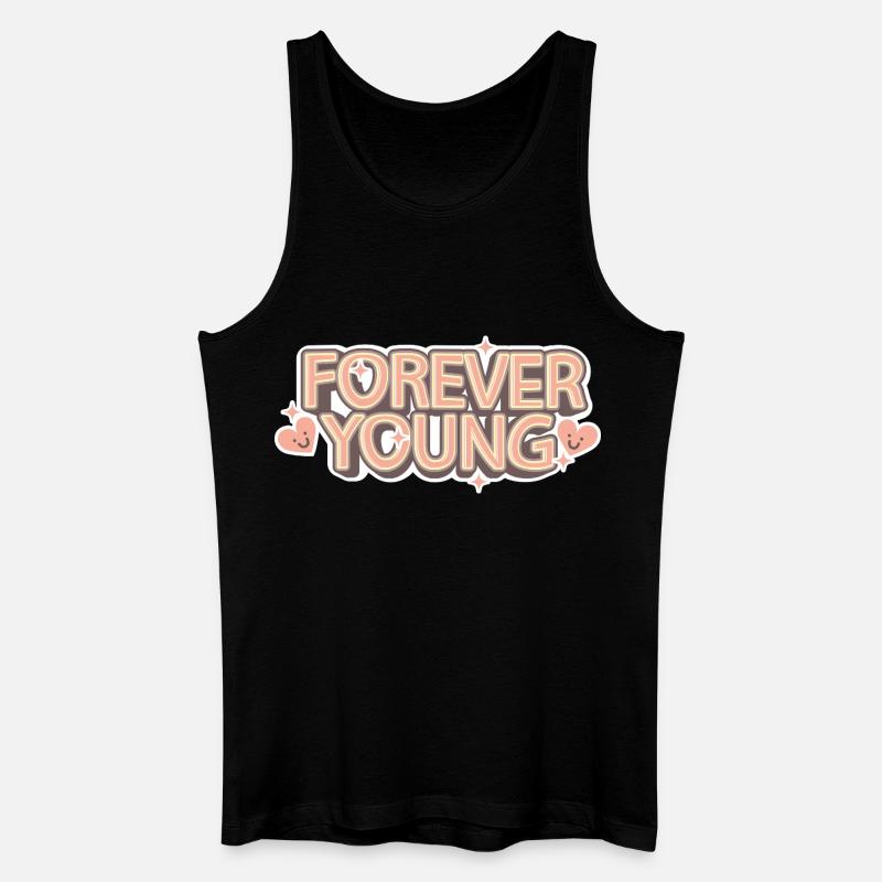 Forever Young – Verspielte Retro-Schrift - Männer Bio Tank Top - Schwarz