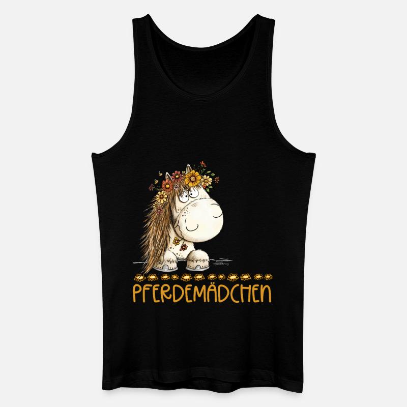 Pferdemädchen Spruch Mit Süßem Pferd - Männer Bio Tank Top - Schwarz