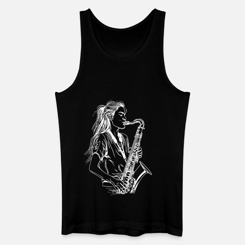 Weiblicher Saxophonist - Männer Bio Tank Top - Schwarz