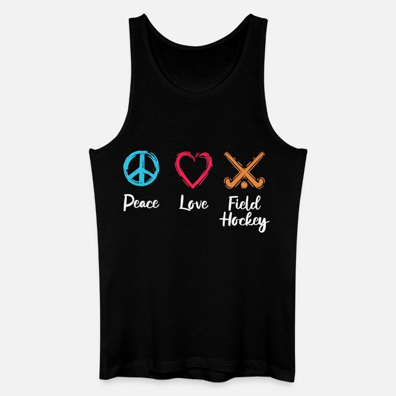 Frieden Liebe Feldhockey - Männer Bio Tank Top - Schwarz
