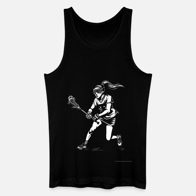 Weiblicher Lacrosse Spieler - Männer Bio Tank Top - Schwarz