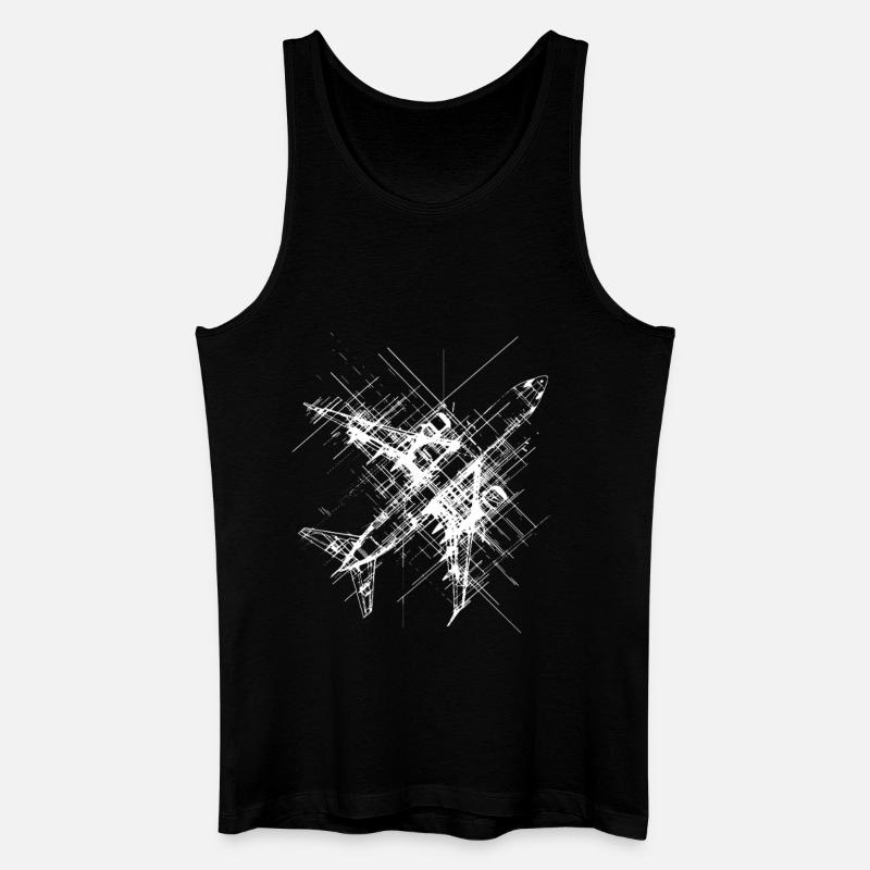 Flugzeug Line Art - Männer Bio Tank Top - Schwarz