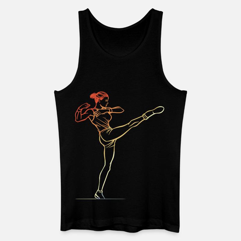 Kickboxen Mädchen Line Art - Männer Bio Tank Top - Schwarz