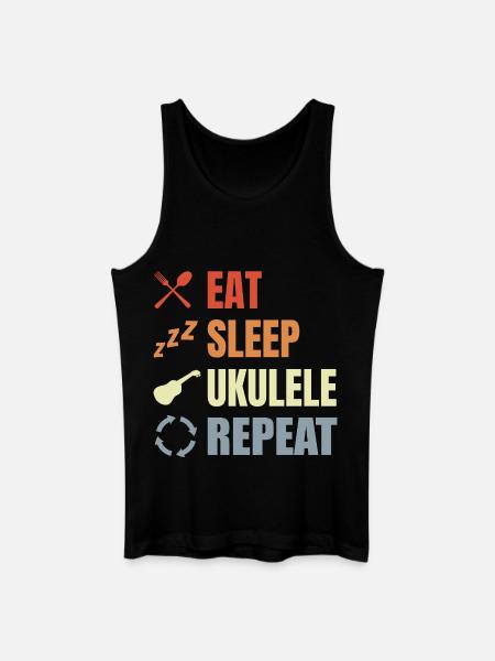 Eat Sleep Ukulele Repeat - Männer Bio Tank Top - Schwarz
