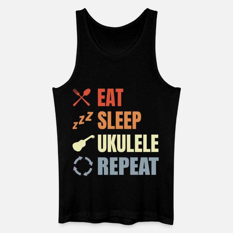Manger dormir ukulélé répéter - Débardeur bio Homme - noir