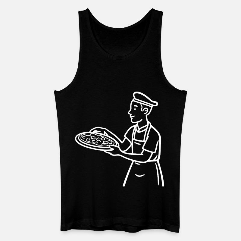 Pizzabäcker Zeichnung - Männer Bio Tank Top - Schwarz