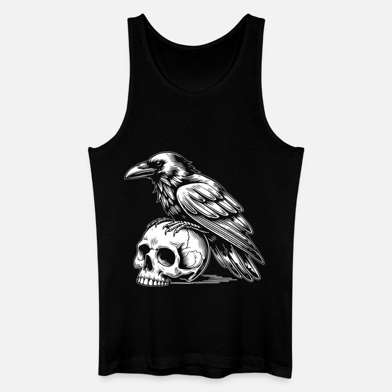 Rabe auf Totenkopf - Männer Bio Tank Top - Schwarz