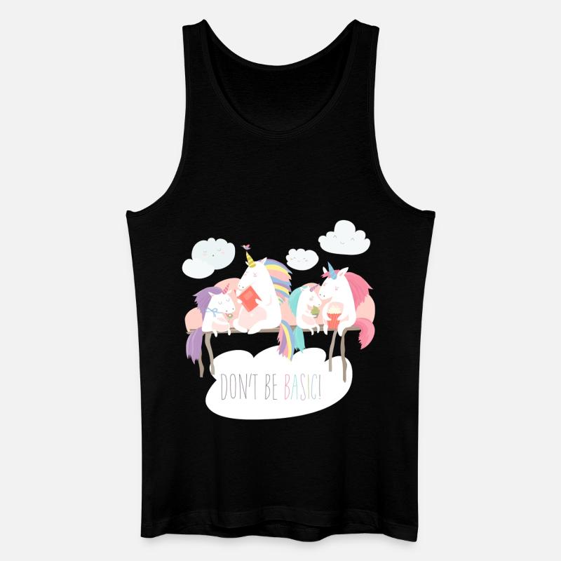 Einhorn don't be basic statement - Männer Bio Tank Top - Schwarz
