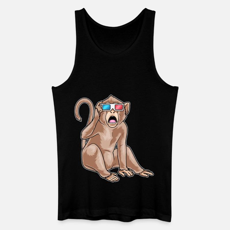 Affe Brille - Männer Bio Tank Top - Schwarz