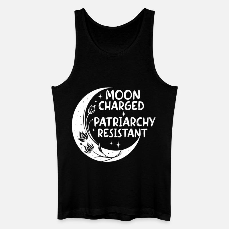 Moon charged, patriarchy resistant - Männer Bio Tank Top - Schwarz