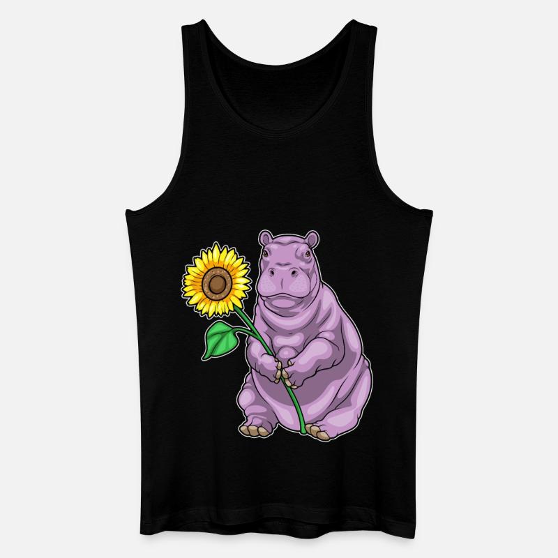 Nilpferd Sonnenblume - Männer Bio Tank Top - Schwarz