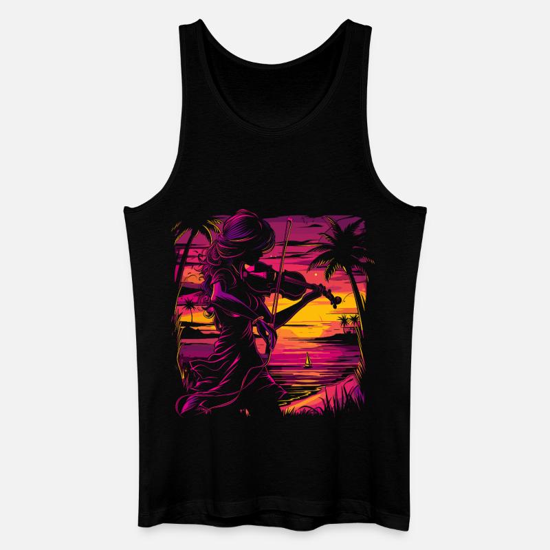 Geigerin Synthwave - Männer Bio Tank Top - Schwarz