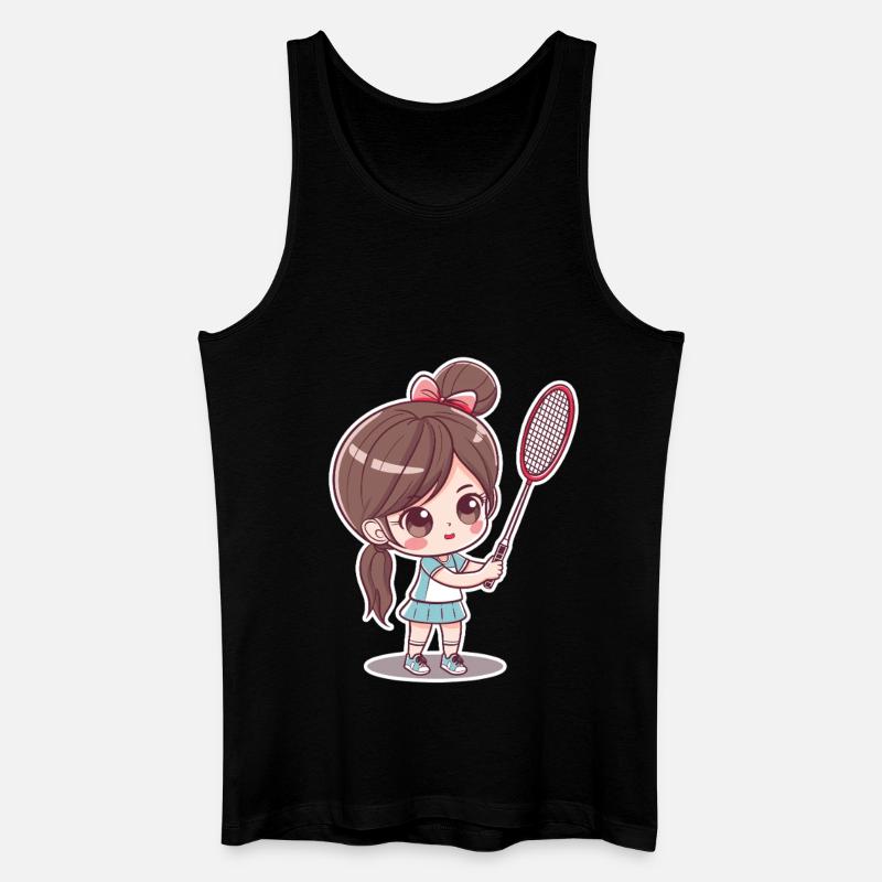 Badmintonspielerin Comic - Männer Bio Tank Top - Schwarz